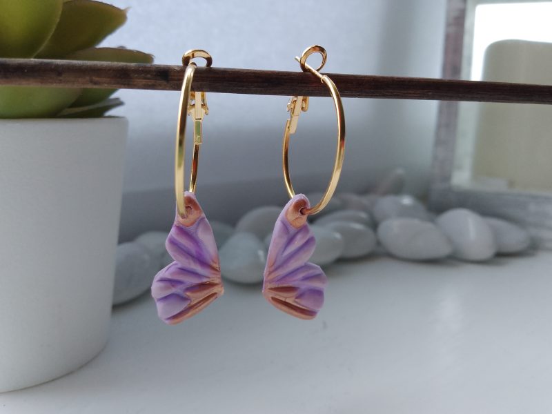 Handmade polymer clay butterfly wings earrings