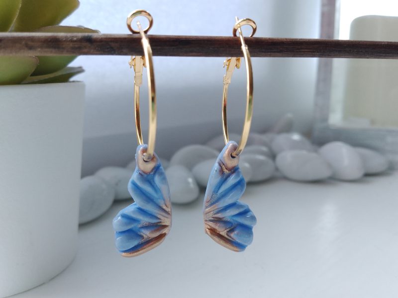 Handmade polymer clay butterfly wings earrings