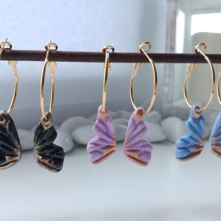Handmade polymer clay butterfly wings earrings