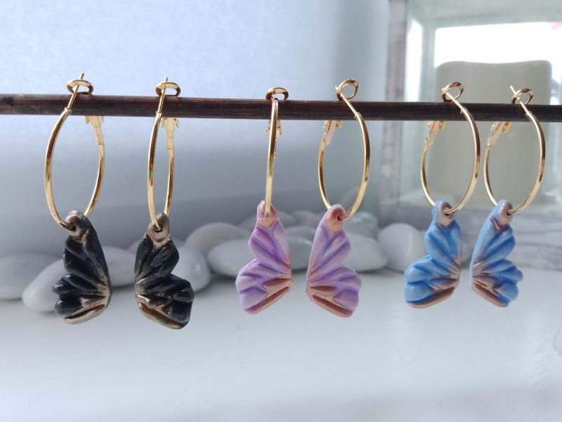 Handmade polymer clay butterfly wings earrings