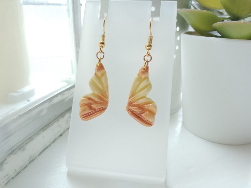 Handmade polymer clay butterfly wings earrings