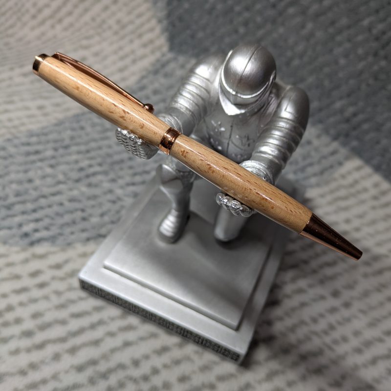 Handcrafted wooden slimline ballpoint pen from beech