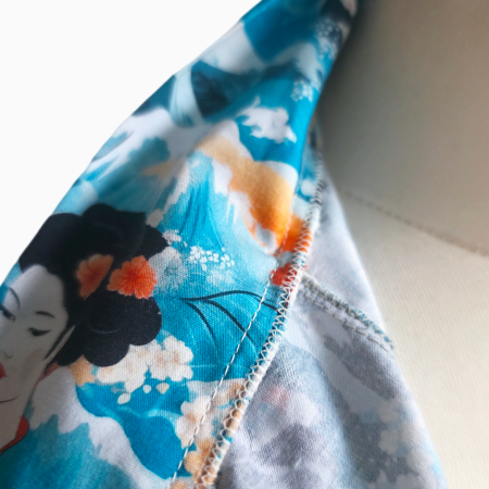 Blue japanese style Geisha print cotton kimono jacket