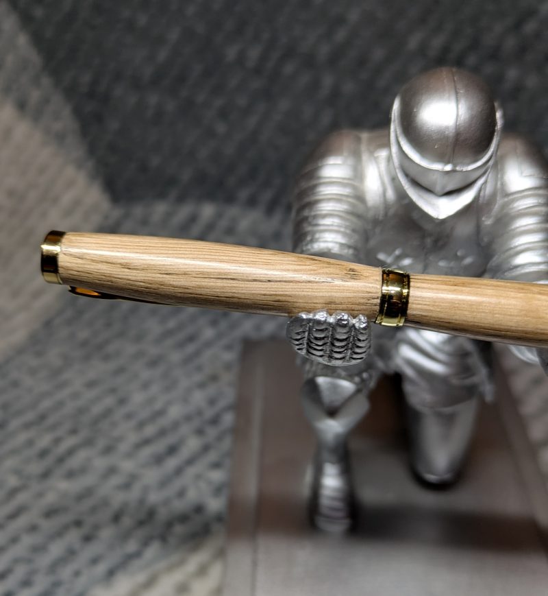 Hand turned wooden slimline ballpoint pen from chestnut