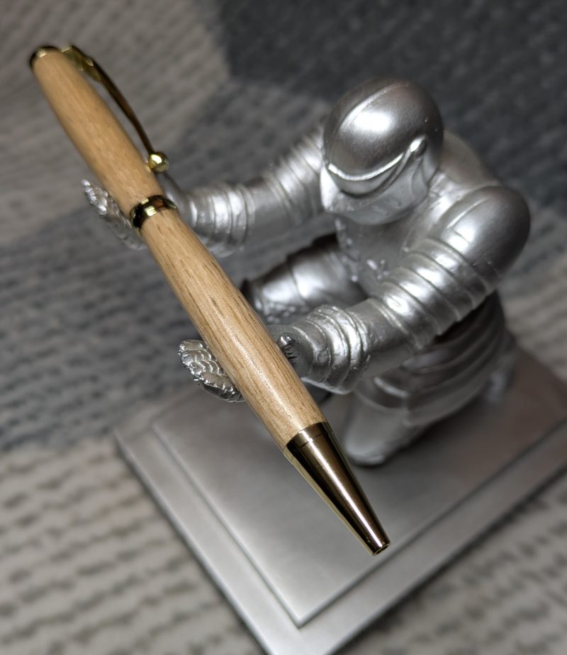 Hand turned wooden slimline ballpoint pen from chestnut