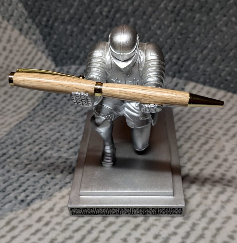 Hand turned wooden slimline ballpoint pen from chestnut