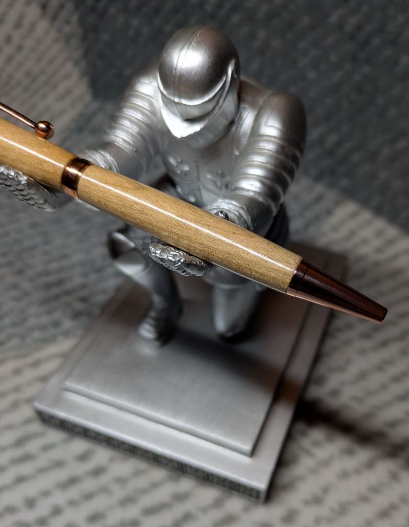 Hand turned wooden slimline ballpoint pen from cherry