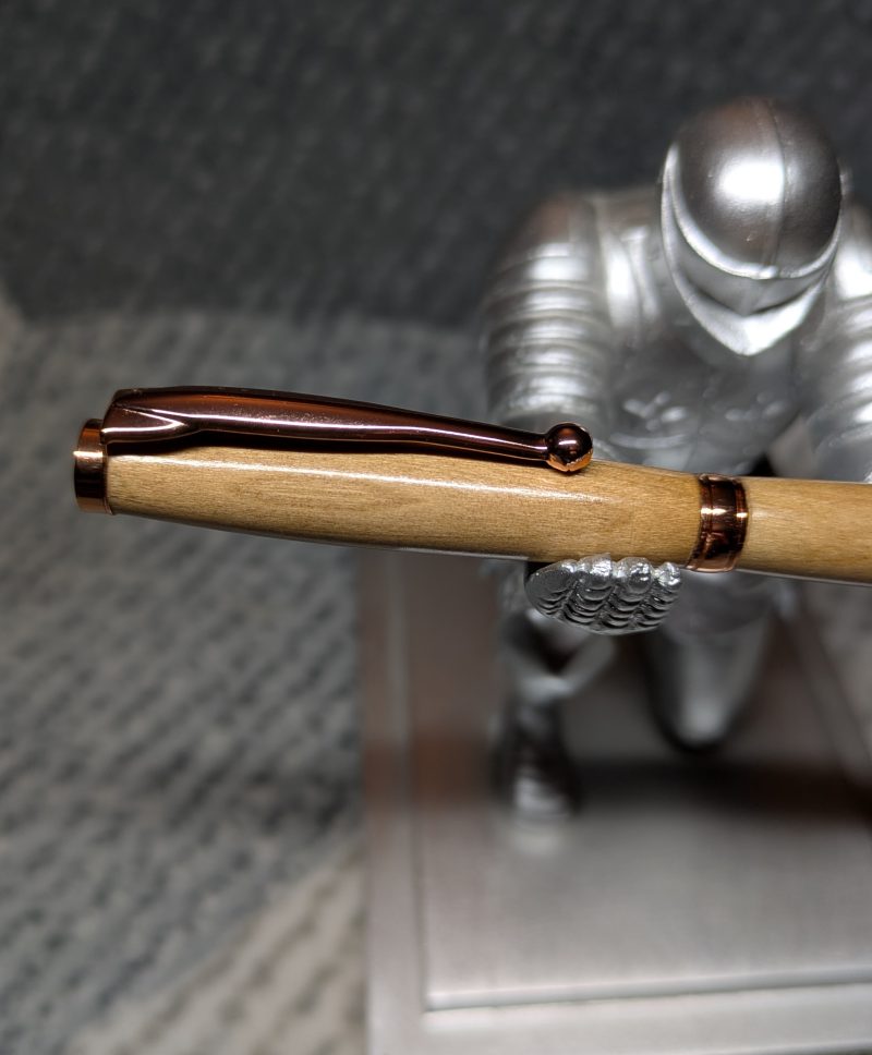 Hand turned wooden slimline ballpoint pen from cherry