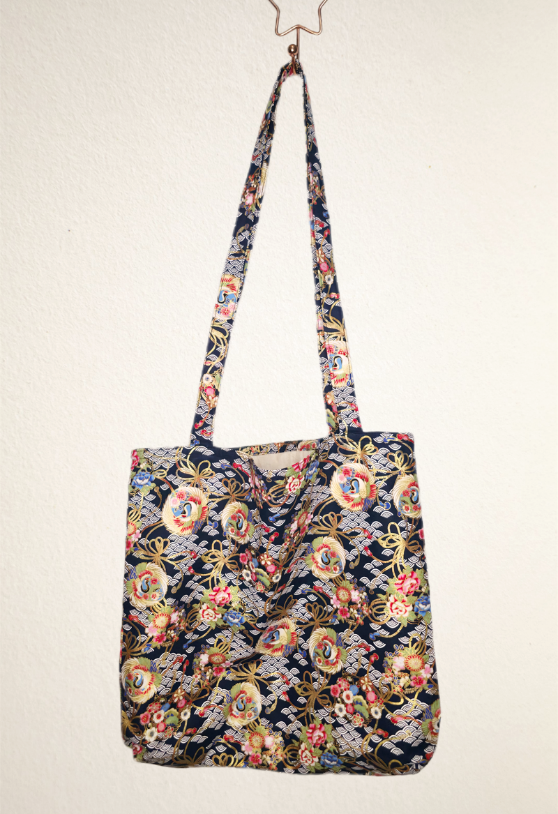 Cotton printed vibrant tote bag
