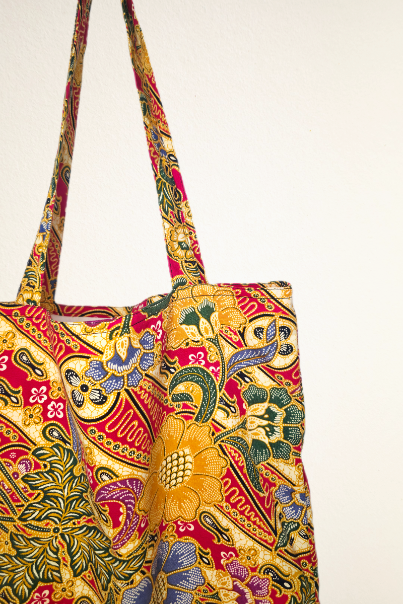 Cotton printed vibrant tote bag