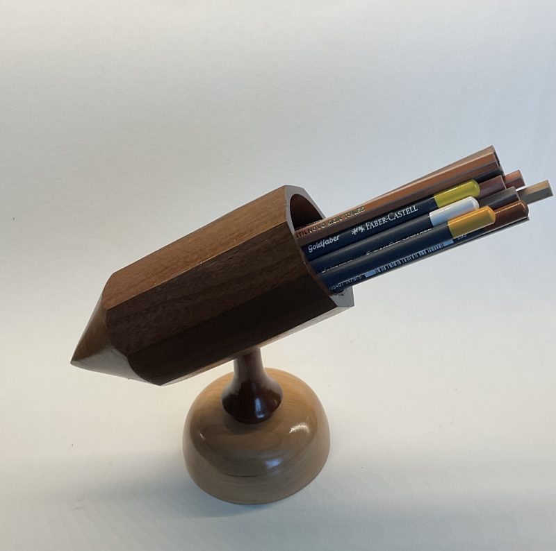 Handmade turned pencil holder