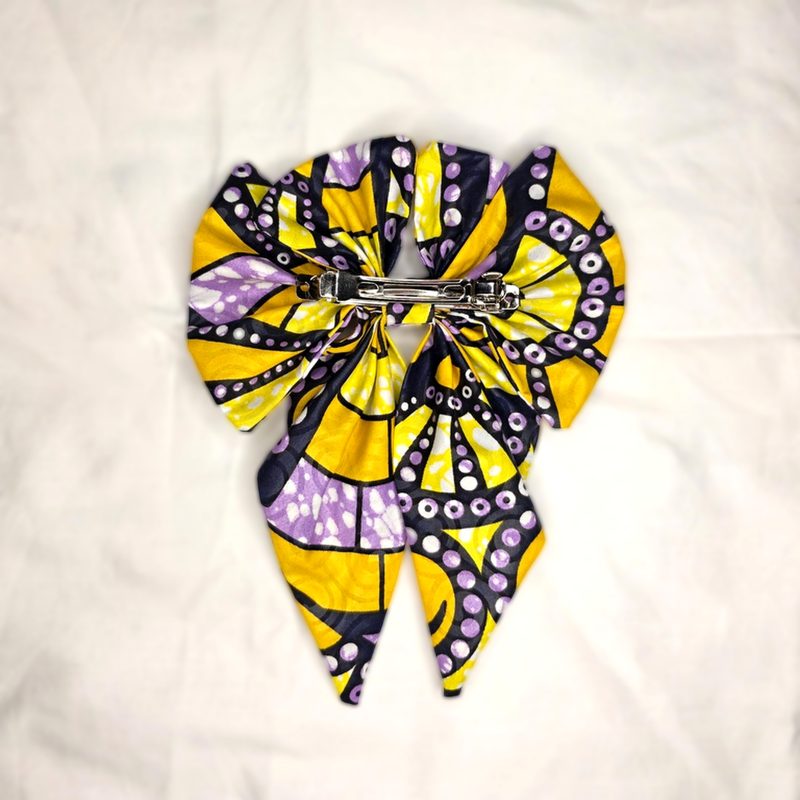 African Print Large Hair Bow Clip