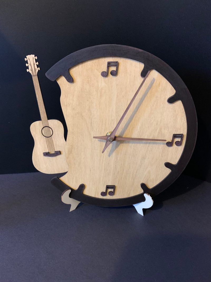 Handmade Wooden Guitar Clock