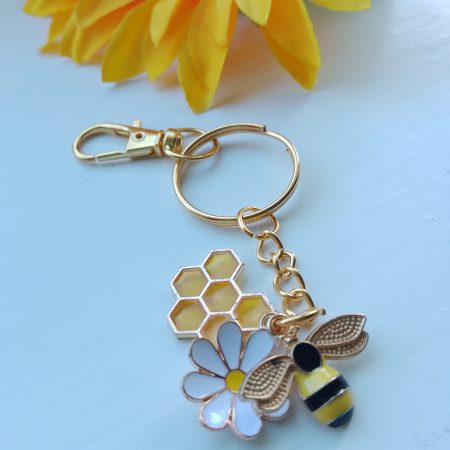 Bee themed keychain bagcharm