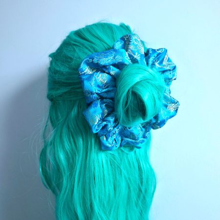 Chinese brocade embroidered satin large scrunchie