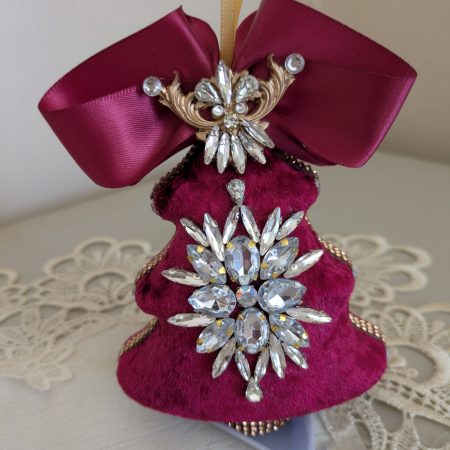 Set od 5 big velvet christmas three ornaments