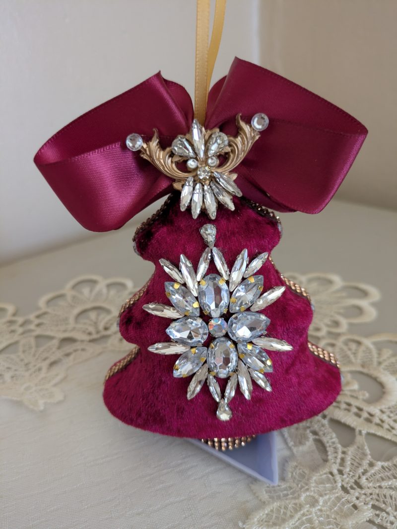 Set od 5 big velvet christmas three ornaments