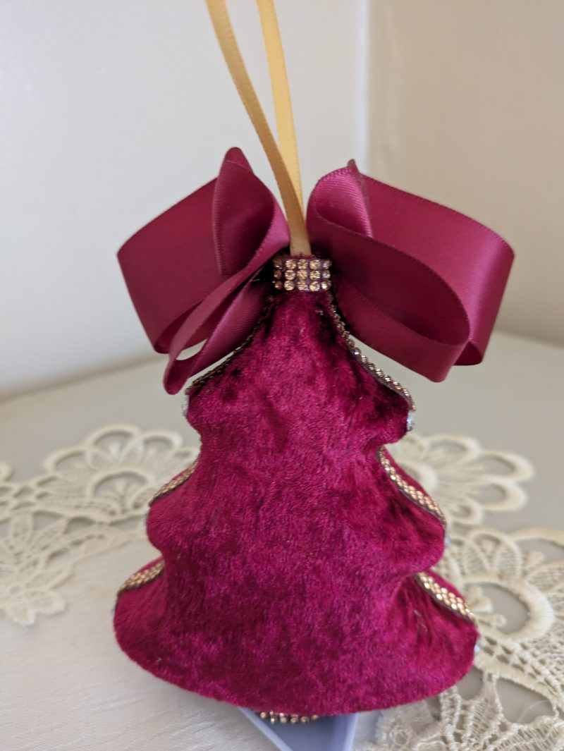 Set od 5 big velvet christmas three ornaments