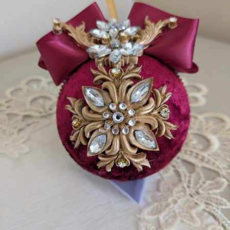 Set od 5 big velvet christmas three ornaments