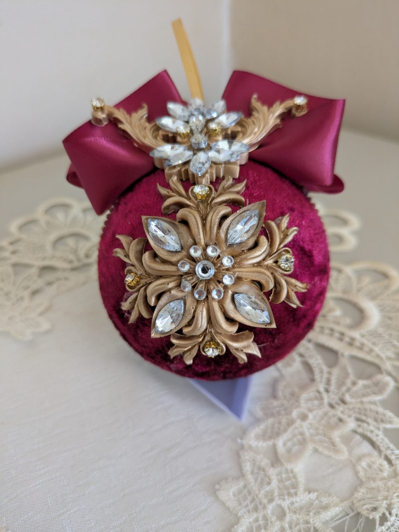 Set od 5 big velvet christmas three ornaments