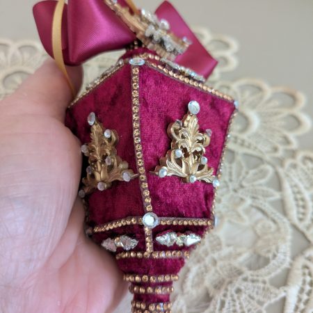 Set od 5 big velvet christmas three ornaments
