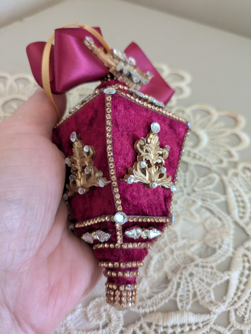 Set od 5 big velvet christmas three ornaments