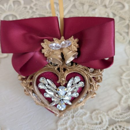 Set od 5 big velvet christmas three ornaments