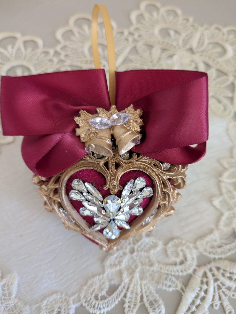 Set od 5 big velvet christmas three ornaments