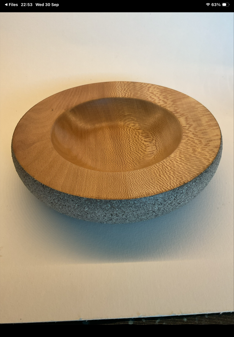 Wooden bowl with paint effect