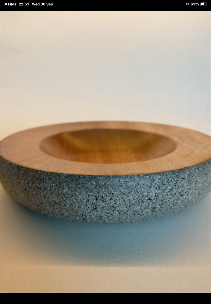 Wooden bowl with paint effect