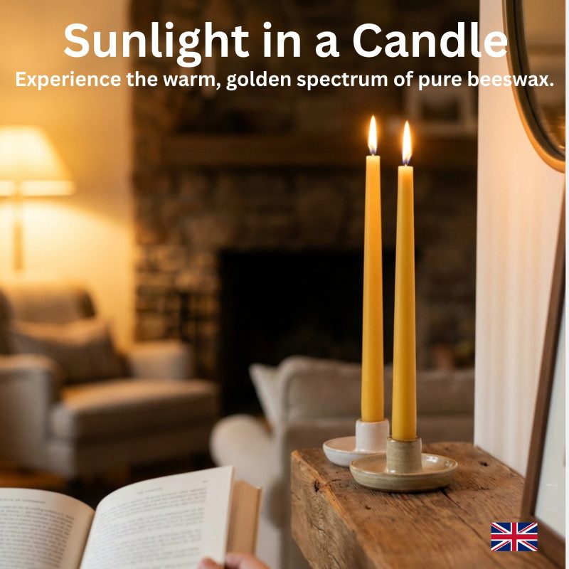 9" Pure Beeswax Taper Candles | Hand-Dipped Coloured Dinner Candles