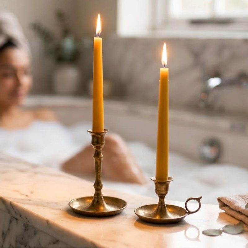 9" Pure Beeswax Taper Candles | Hand-Dipped Coloured Dinner Candles