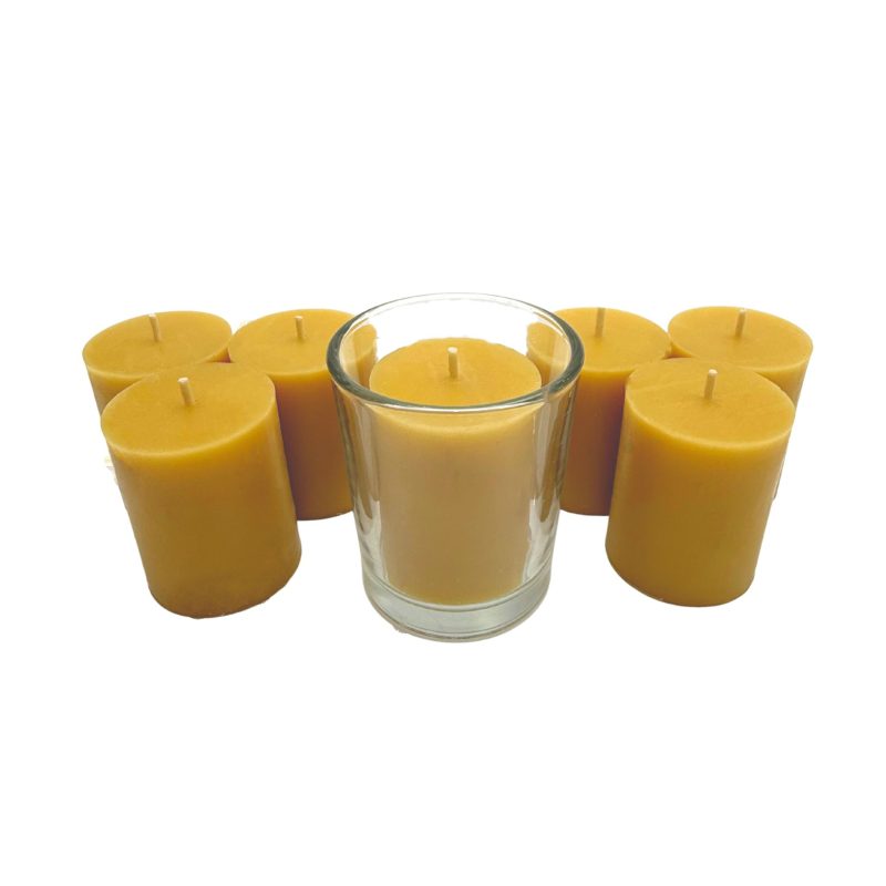 Hand-Poured Beeswax Votives – Set of 7 | 18-Hour Burn | Handmade UK