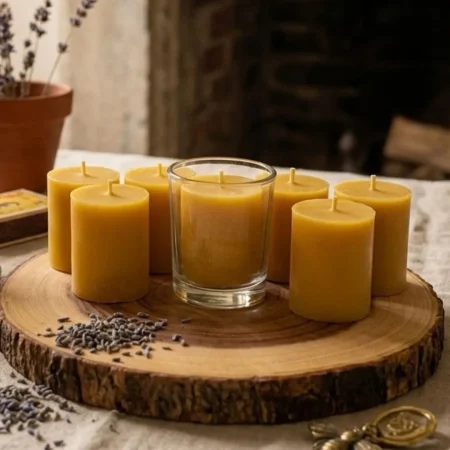 Hand-Poured Beeswax Votives – Set of 7 | 18-Hour Burn | Handmade UK