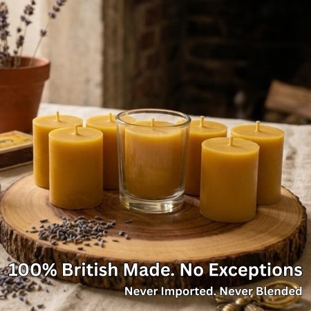 Hand-Poured Beeswax Votives – Set of 7 | 18-Hour Burn | Handmade UK
