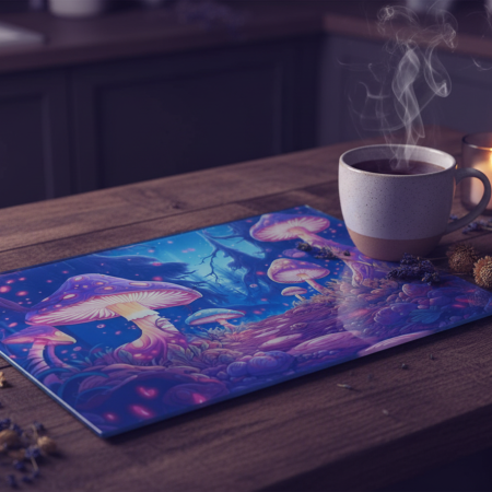 Whimsical Mushroom Glass Placemat & Chopping Board - Magical Kitchen Decor