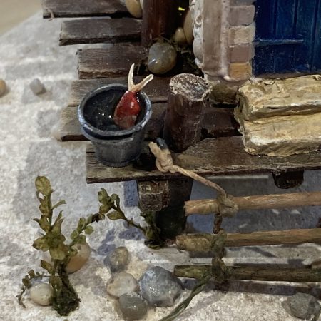 Illuminated Coastal Bottle House | Handmade Diorama from Antique Lemonade Bottle