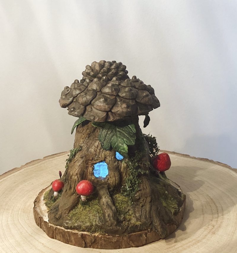Antique Ink Bottle Fairy House | Handmade Woodland Cottage Diorama | Enchanted Fairy Garden