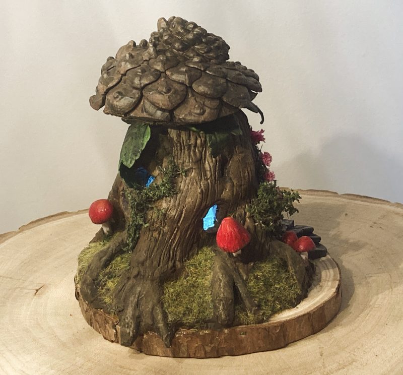 Antique Ink Bottle Fairy House | Handmade Woodland Cottage Diorama | Enchanted Fairy Garden