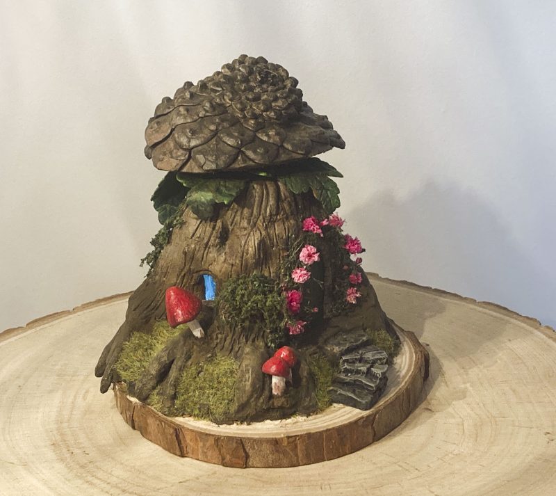 Antique Ink Bottle Fairy House | Handmade Woodland Cottage Diorama | Enchanted Fairy Garden
