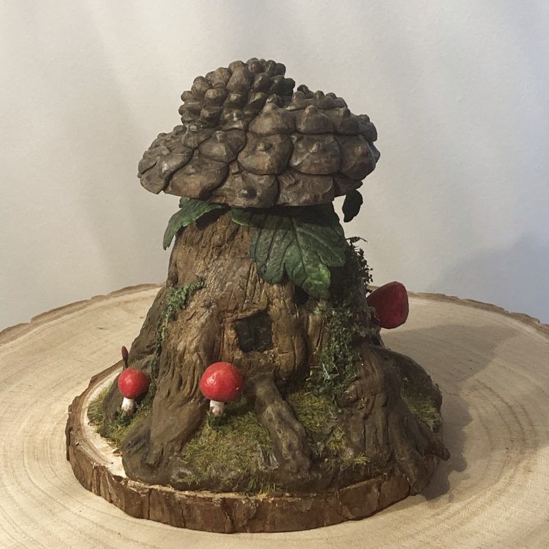 Antique Ink Bottle Fairy House | Handmade Woodland Cottage Diorama | Enchanted Fairy Garden