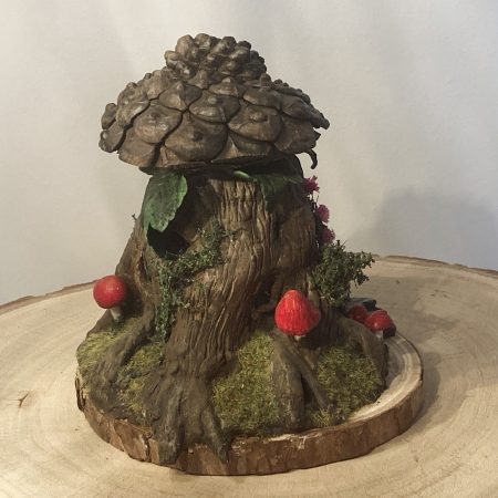 Antique Ink Bottle Fairy House | Handmade Woodland Cottage Diorama | Enchanted Fairy Garden