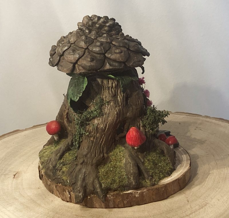 Antique Ink Bottle Fairy House | Handmade Woodland Cottage Diorama | Enchanted Fairy Garden