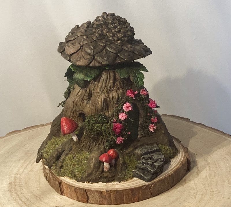 Antique Ink Bottle Fairy House | Handmade Woodland Cottage Diorama | Enchanted Fairy Garden