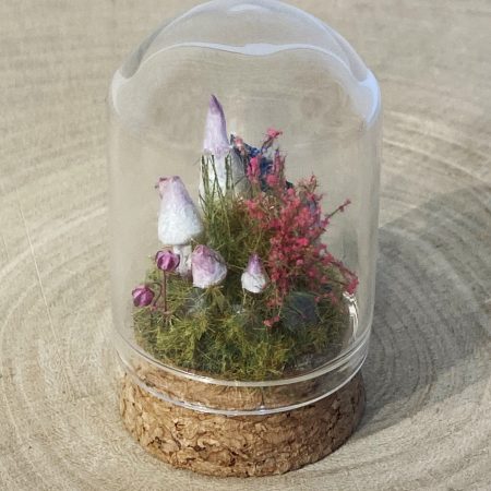 Miniature Fairy Mushroom Ring in Glass Cloche | Handmade Miniature Fairy Garden | Woodland Diorama