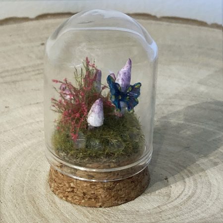 Miniature Fairy Mushroom Ring in Glass Cloche | Handmade Miniature Fairy Garden | Woodland Diorama