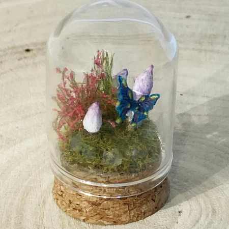 Miniature Fairy Mushroom Ring in Glass Cloche | Handmade Miniature Fairy Garden | Woodland Diorama