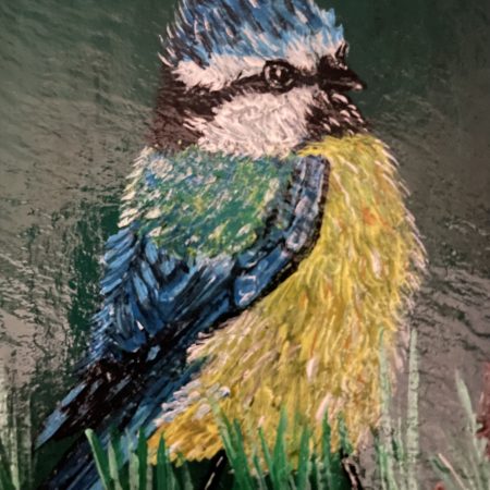 Hand-painted Blue Tit Slate Coaster