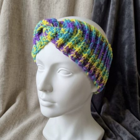 Handmade Crochet Twist Headband – Vibrant Multicolor