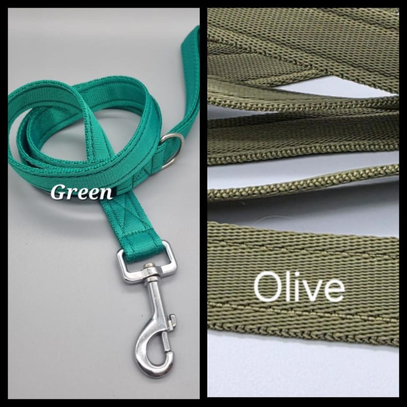green & olive dog leads